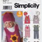 Toddlers' Jumper, Top, Pants and Hat Sewing Pattern Size 1/2-1-2-3-4 UNCUT Simplicity 5317