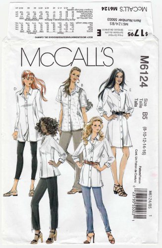 Women's Shirts Sewing Pattern Misses/Miss Petite Size 8-10-12-14-16 UNCUT McCall's M6124 6124