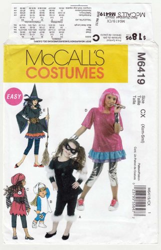Girl's Halloween Costume Sewing Pattern Size XS 3-4, S 5-6 UNCUT McCall's M6419 6419