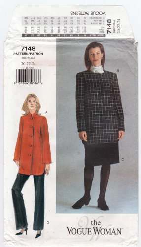Vogue 7148 Women's Jacket, Skirt, Pants Sewing Pattern, Size 20-22-24 UNCUT