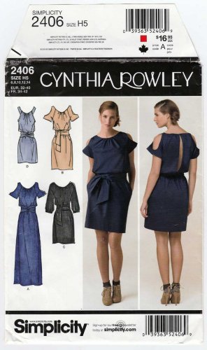 Cynthia Rowley Dress Sewing Pattern Size 6-8-10-12-14 UNCUT Simplicity 2406