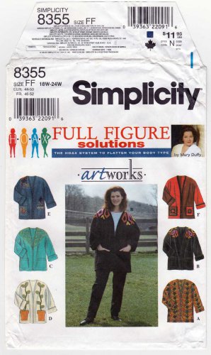 Women's Jacket Sewing Pattern, Plus Size 18W-20W-22W-24W UNCUT Simplicity 8355