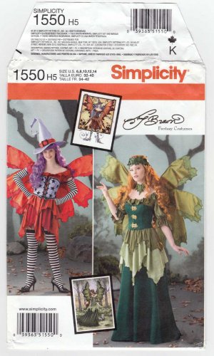 Women's Fantasy Fairy Costume Sewing Pattern, Size 6-8-10-12-14 UNCUT Simplicity 1550