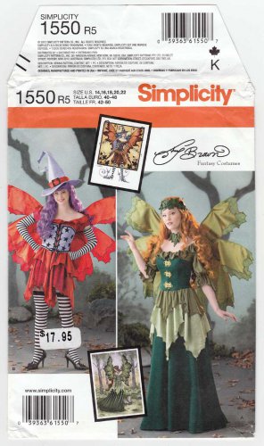 Women's Fantasy Fairy Costume Pattern, Size 14-16-18-20-22 UNCUT Simplicity 1550