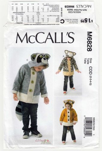 Child's Coats Sewing Pattern, Children's Size 2-3-4-5 UNCUT McCall's M6828 6828