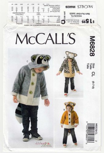 Child's Coats Sewing Pattern, Children's Size 6-7-8 UNCUT McCall's M6828 6828