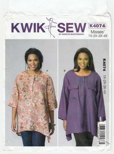 Women's Tops Sewing Pattern Size 1X-2X-3X-4X UNCUT Kwik Sew K4074 4074