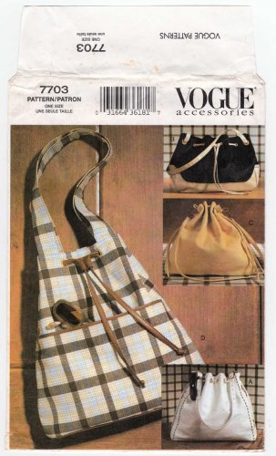 Vogue 7703 Women's Handbag / Purse / Drawstring Bags, Sewing Pattern UNCUT