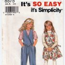 Girl's Jumpsuit and Jumper Sewing Pattern Child's Size 2-3-4-5-6-6X UNCUT Simplicity 8575
