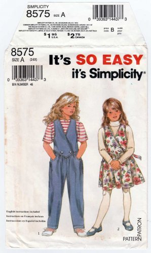 Girl's Jumpsuit and Jumper Sewing Pattern Child's Size 2-3-4-5-6-6X UNCUT Simplicity 8575