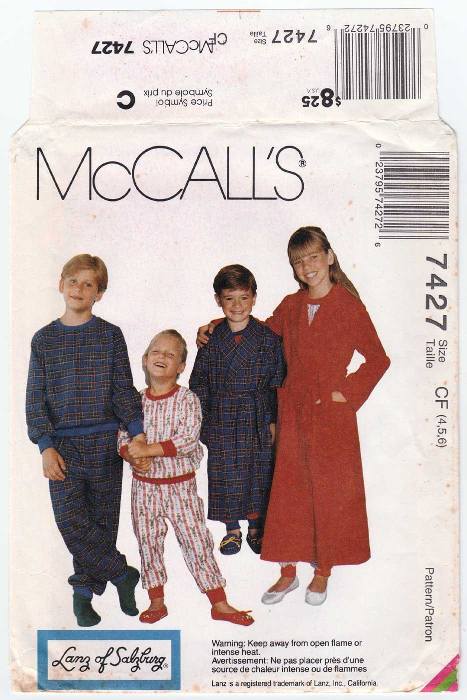 Boy and Girl Pajamas and Robe Sewing Pattern Child Size 4-5-6 UNCUT McCall's 7427