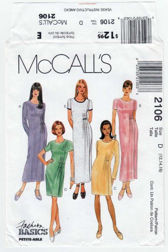 Women's Dress Sewing Pattern, Misses' Size 12-14-16 UNCUT McCall's 2106