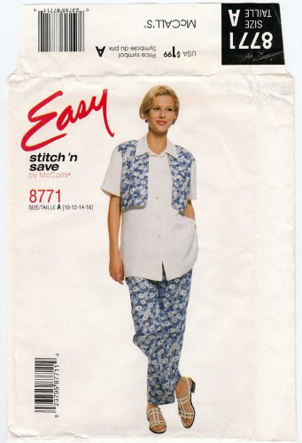Shirt with Mock Vest and Pants Sewing Pattern Size 10-12-14-16 UNCUT McCall's Stitch 'N Save 8771
