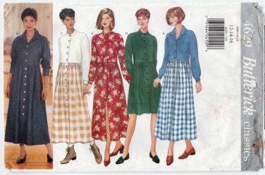 Women's Button Front Dress Sewing Pattern Size 12-14-16 UNCUT Butterick 4629