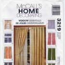 Tab Curtains, Tie Backs, Valance, Window Essentials Sewing Pattern Home Decor UNCUT McCall's 3219