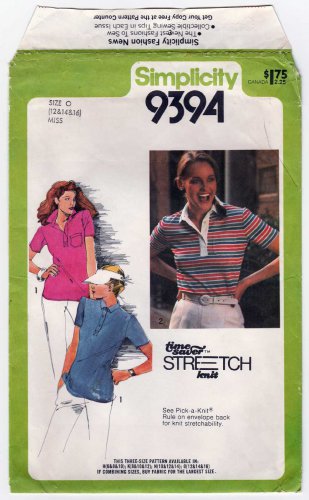 Women's Pullover Top Sewing Pattern Misses' Size 12-14-16 Bust 34, 36, 38 Uncut Simplicity 9394
