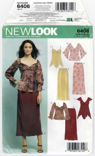 Women's Tops and Bias Skirt Sewing Pattern Size 10-12-14-16-18-20-22 UNCUT New Look 6406