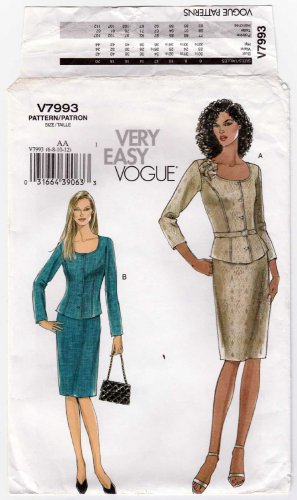 Vogue V7993 Top, Skirt and Belt Sewing Pattern Misses' / Petite Size 6-8-10-12 UNCUT