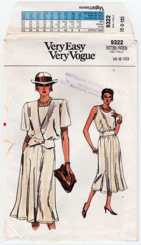 Vogue 9322 Women's Jacket and Dress Sewing Pattern Size 6-8-10 UNCUT