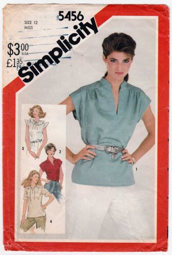 Women's Pullover Tops Sewing Pattern Misses' Size 12 UNCUT Simplicity 5456