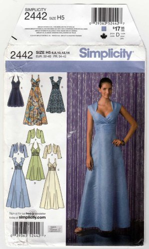 Women's Formal Dress Sewing Pattern Misses' Size 6-8-10-12-14 UNCUT Simplicity 2442