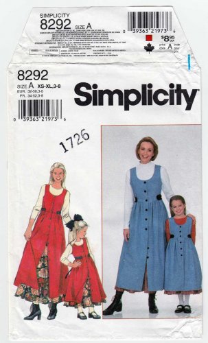 Mother and Daughter Matching Jumper and Petticoat Pattern UNCUT Simplicity 8292