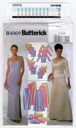 Formal Fitted Top, Evening Skirt, Stole Sewing Pattern Size 12-14-16 Uncut Butterick B4069 4069