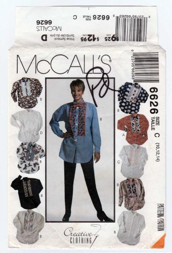 Women's Tuxedo Shirt and Bow Tie Sewing Pattern Misses' Size 10-12-14 Uncut McCall's 6626