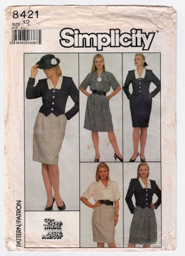 Women's Blouse, Pleated Skirt and Lined Jacket Sewing Pattern Misses' Size 12 Uncut Simplicity 8421