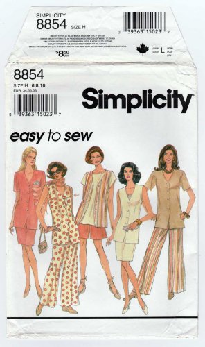 Jacket, Vest, Pants, Shorts, Skirt, Women's Sewing Pattern Misses Size 6-8-10 Uncut Simplicity 8854