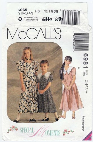 McCall's 6981 Girl's Special Moments Dress Sewing Pattern, Size 7-8-10 Uncut