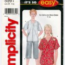 Simplicity 5991 Boys/Girls Cropped Pants and Top Sewing Pattern, Unisex Size 7-8-10-12-14-16 Uncut