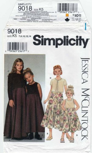 Simplicity 9018 Girl's Dress and Cardigan Sewing Pattern by Jessica McClintock Size 7 - 14 Uncut