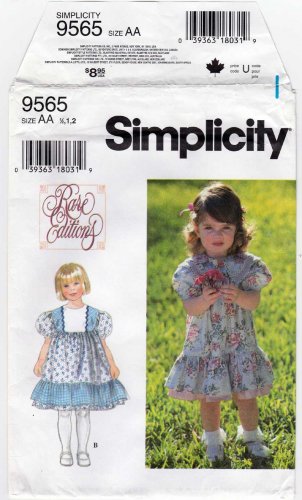 Simplicity 9565 Toddler Girl's Dress Sewing Pattern Toddler Size 1/2-1-2 UNCUT