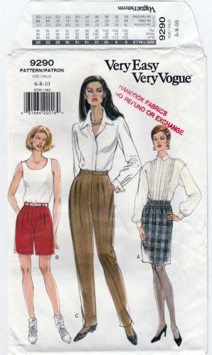Vogue 9290 Women's Skirt, Shorts, Pants Sewing Pattern Misses' / Misses' Petite Size 6-8-10 UNCUT