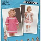 Toddlers' Dress with Sleeve Variations Sewing Pattern Size 1/2-1-2-3-4 UNCUT Simplicity 2674