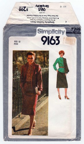 Simplicity 9163 Women's Skirt, Blouse and Lined Jacket Sewing Pattern Misse's Size 12 Uncut
