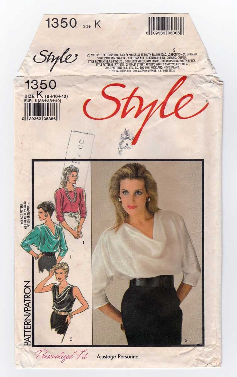 Style 1350 UNCUT Women's Bias Pullover Top Sewing Pattern Misses Size 8-10-12