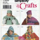 Simplicity 7005 Women's Fleece Hats, Scarf, Beret, Mittens Sewing Pattern UNCUT