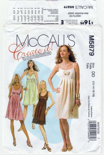 McCall's M5879 5879 Pullover Dress Sewing Pattern Misses' Size 12-14-16-18 UNCUT