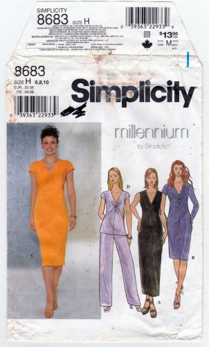 Simplicity 8683 Women's Knit Dress, Top and Pants Sewing Pattern Size 6-8-10 UNCUT