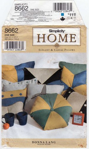 Simplicity 8662 Pillow Sewing Pattern, Home Decor, OOP UNCUT