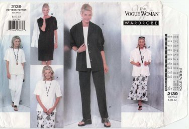 Vogue 2139 Women's Sewing Pattern for Jacket, Dress, Top, Skirt and Pants UNCUT