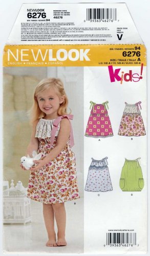 New Look 6276 Toddler Girl's Dress Sewing Pattern Size 1/2-1-2-3-4 UNCUT OOP
