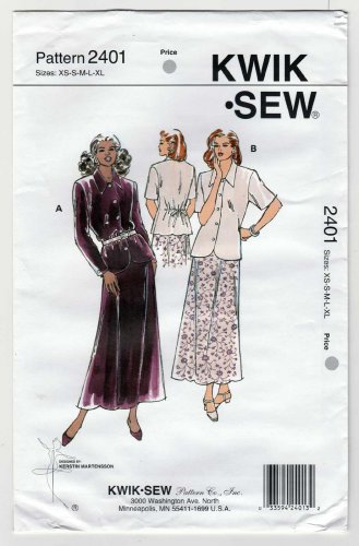 Kwik Sew 2401 Skirt and Blouse Sewing Pattern Size XS-S-M-L-XL UNCUT