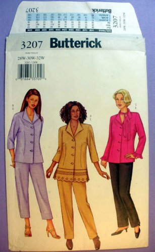 Butterick Pattern 3207 Women's Shirt, Tapered or Cropped Pants Plus Size 28W-30W-32W Uncut