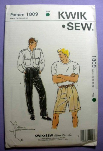 Kwik Sew 1809 UNCUT Men's Pants and Shorts Sewing Pattern Waist Size 36-38-40-42