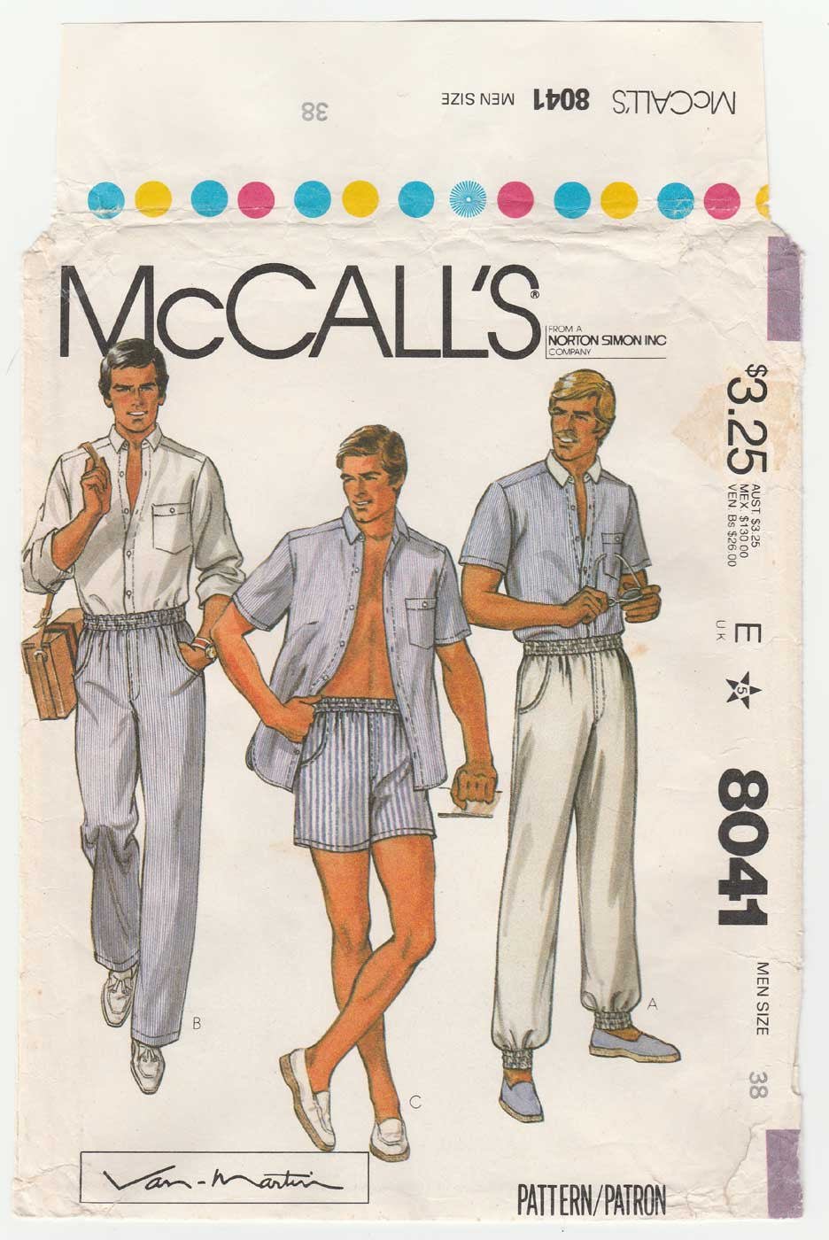 McCall's Pattern 8041 UNCUT Men's Long or Short Sleeve Shirt, Pants and  Shorts Size 38