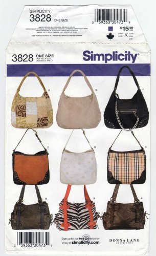 Sewing Pattern for Women's Handbags, Purses UNCUT Simplicity 3828