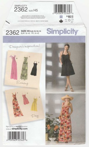 Day to Evening Dress, Halter Dress, Sundress Pattern Misses Size 6-8-10-12-14 UNCUT Simplicity 2362